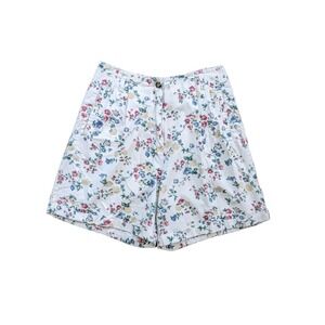VTG 1990s Garden Floral High Rise Pleated Shorts Light Academia Summer Cotton S